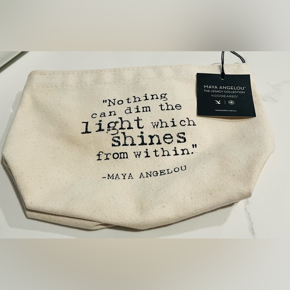 Maya Angelou Dogeared “Nothing can dim the light which shines from within”Bag